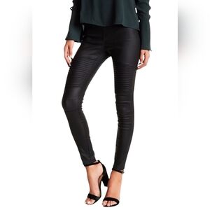 Oober Swank Coated Faux Leather Moto Leggings Black Medium